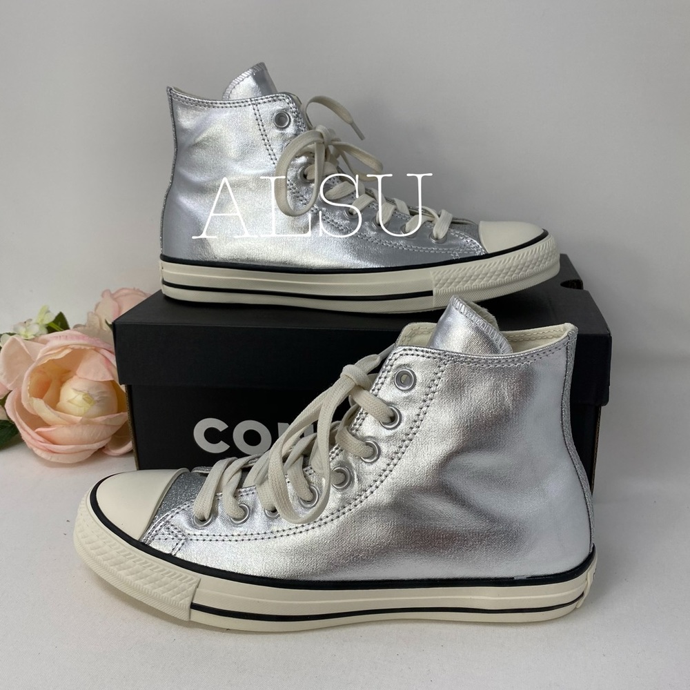 Converse Chuck Taylor All Star High Top Silver W - Picture 2 of 8